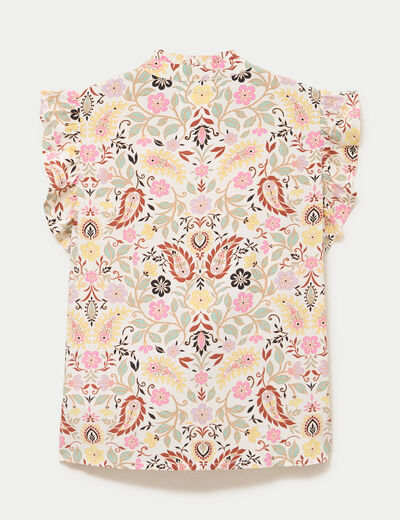 Top sans manches col mao blanc femme