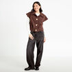 Veste sans manches bouclette col rond marron clair femme