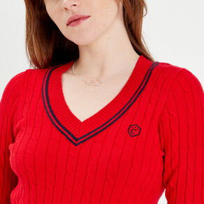 pull manches longues torsades rouge fonce femme Pull manches longues torsades rouge foncé femme