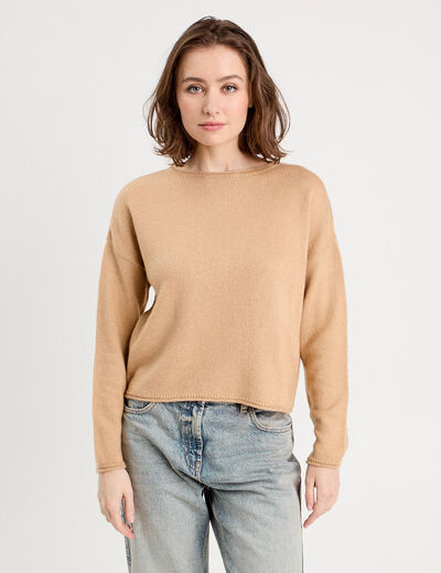 Pull manches longues beige femme