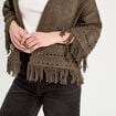 Gilet ajouré avec franges vert kaki femme