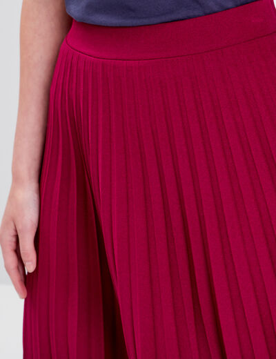 Jupe midi évasée plissée rouge foncé femme