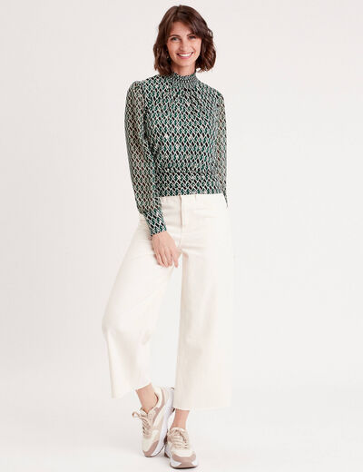 Blouse manches longues vert canard femme