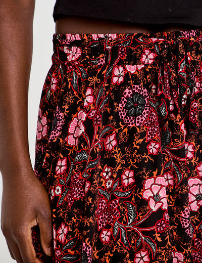 Jupe longue &eacute;vas&eacute;e satin&eacute;e noir femme