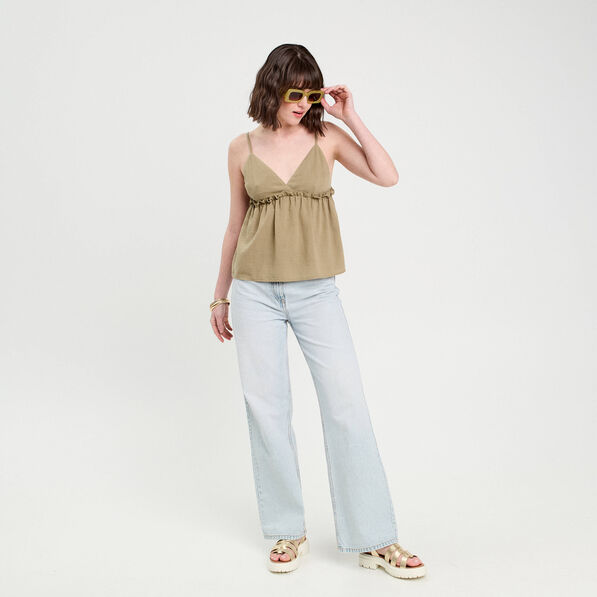 Caraco bretelles fines vert kaki femme