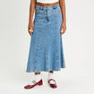 Jupe midi trapèze en jean denim double stone femme