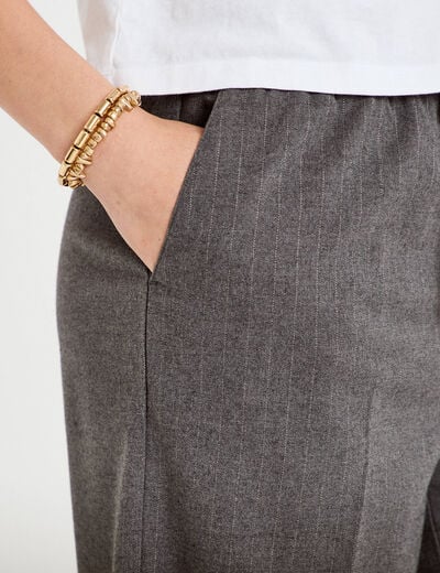 Pantalon large taille standard gris femme