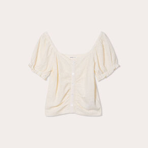 blouse ajouree manches courtes ecru femme Blouse ajourée manches courtes ecru femme