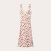 Robe longue évasée dentelle blanc femme