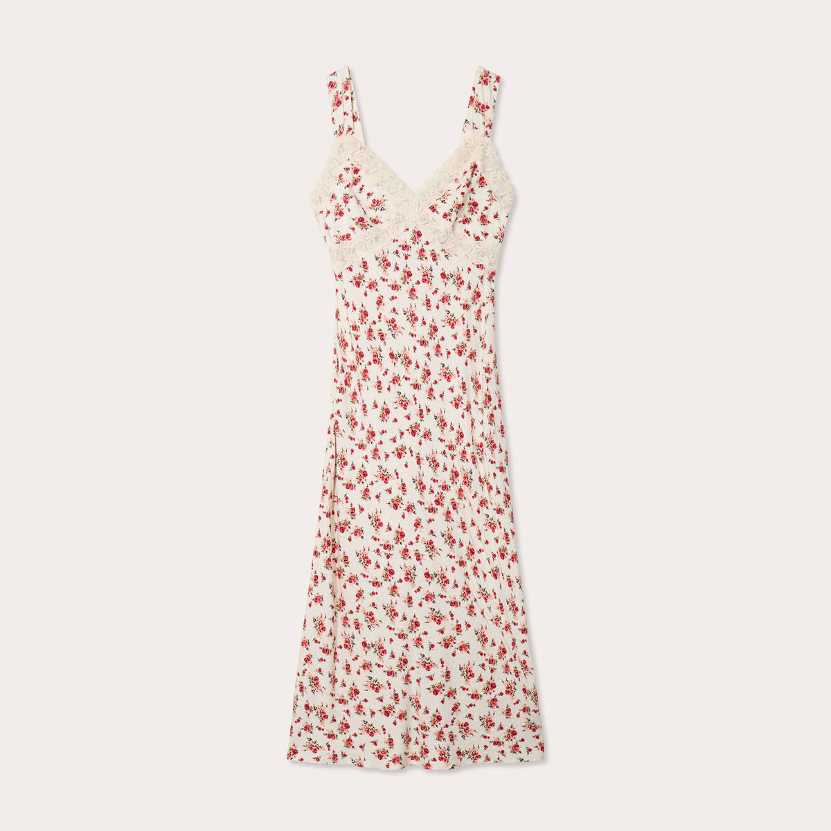 Robe longue évasée dentelle blanc femme