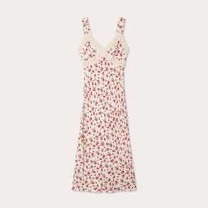 Robe longue évasée dentelle blanc femme