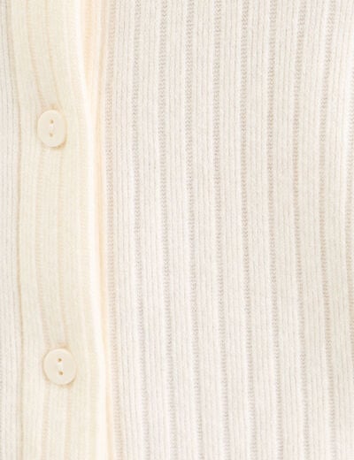Gilet ajust&eacute; manches longues duveteux ivoire femme