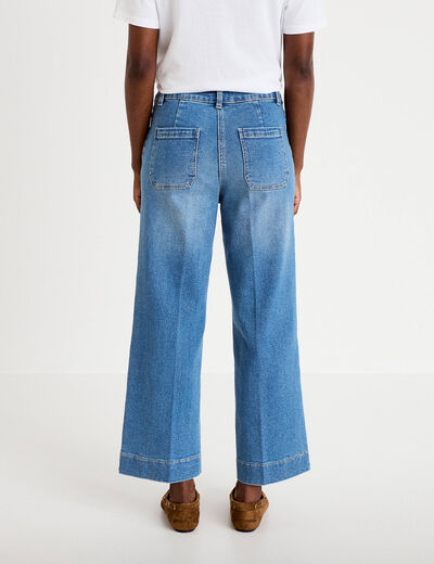 Jean wide leg cropped taille haute denim double stone femme