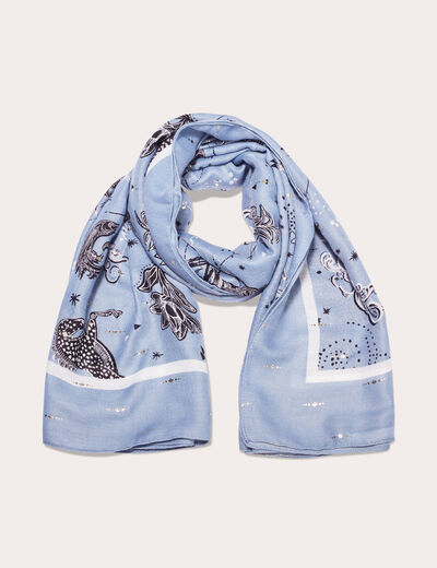Foulard carré bleu gris femme