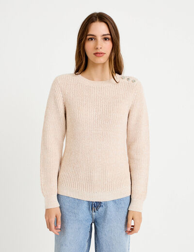 Pull manches longues brillant ivoire femme
