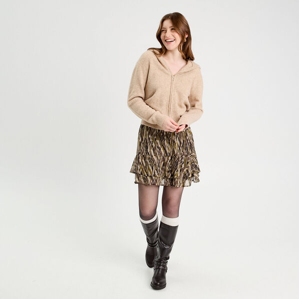 jupe evasee volantee vert kaki femme Jupe évasée volantée vert kaki femme