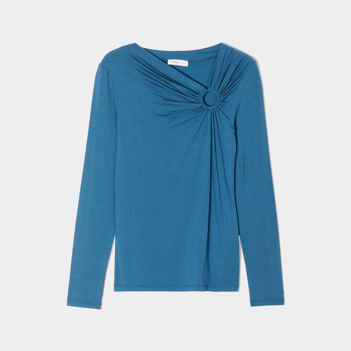 Blouse manches longues anneau bleu canard femme