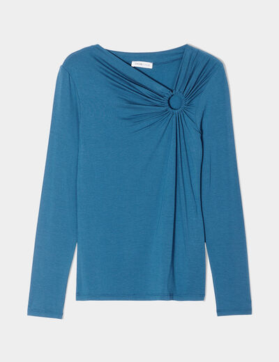 Blouse manches longues anneau bleu canard femme