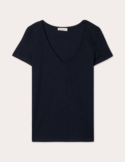T-shirt manches courtes bleu marine femme