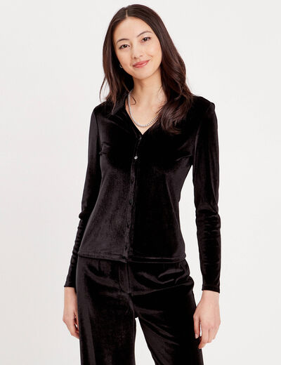 Chemise en velours noir femme