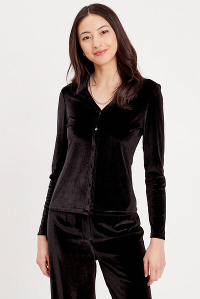 Chemise en velours noir femme