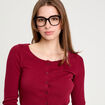 Gilet manches longues côtelé rouge foncé femme