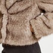 Manteau fausse fourrure taupe femme