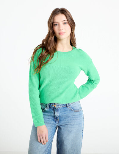 Pull manches longues vert femme