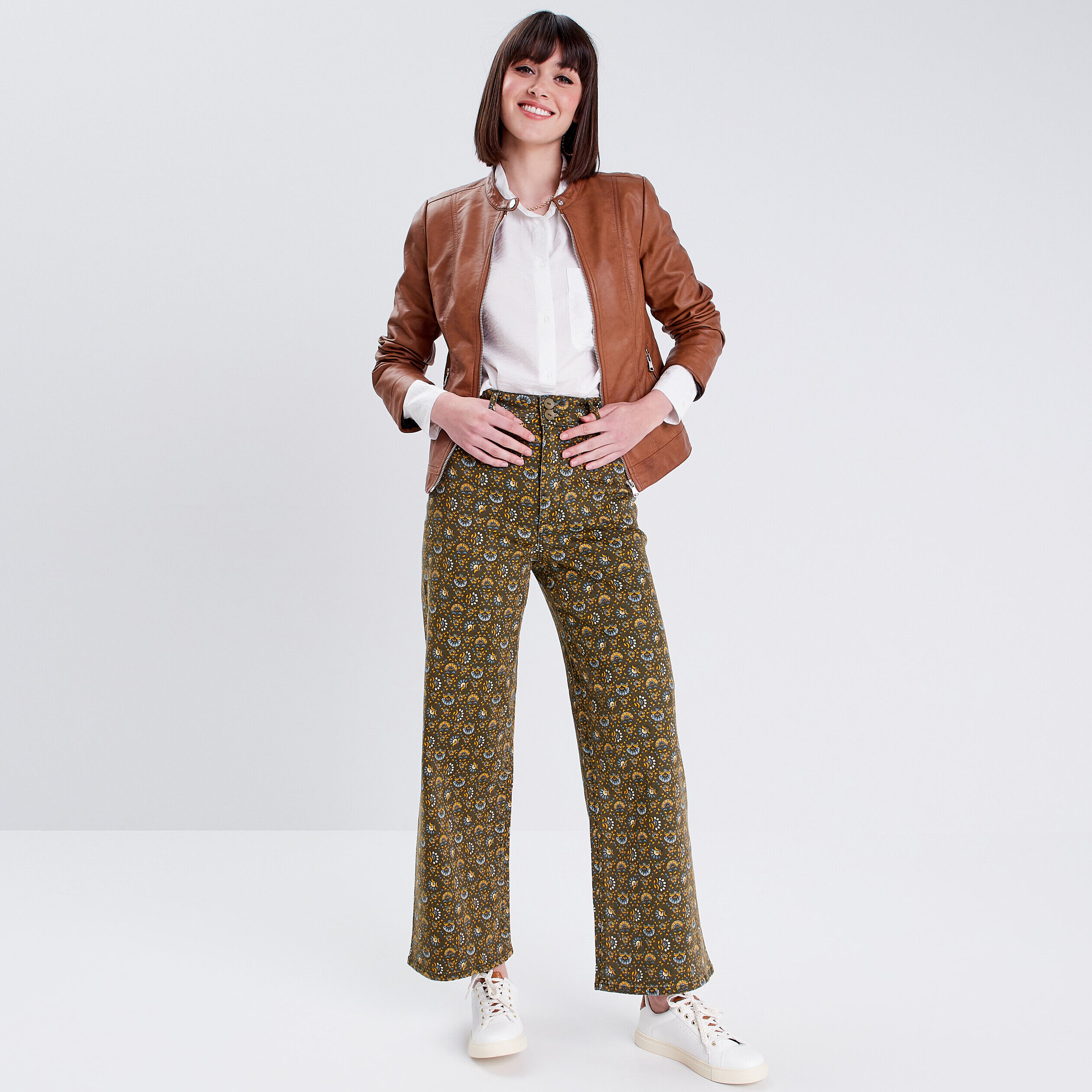 Jean kaki new arrivals taille haute femme
