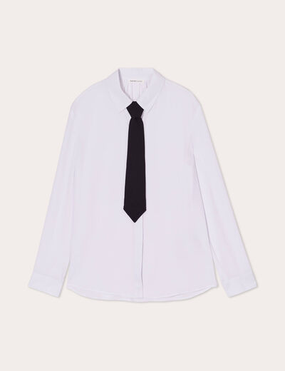 Chemise avec cravate ecru femme