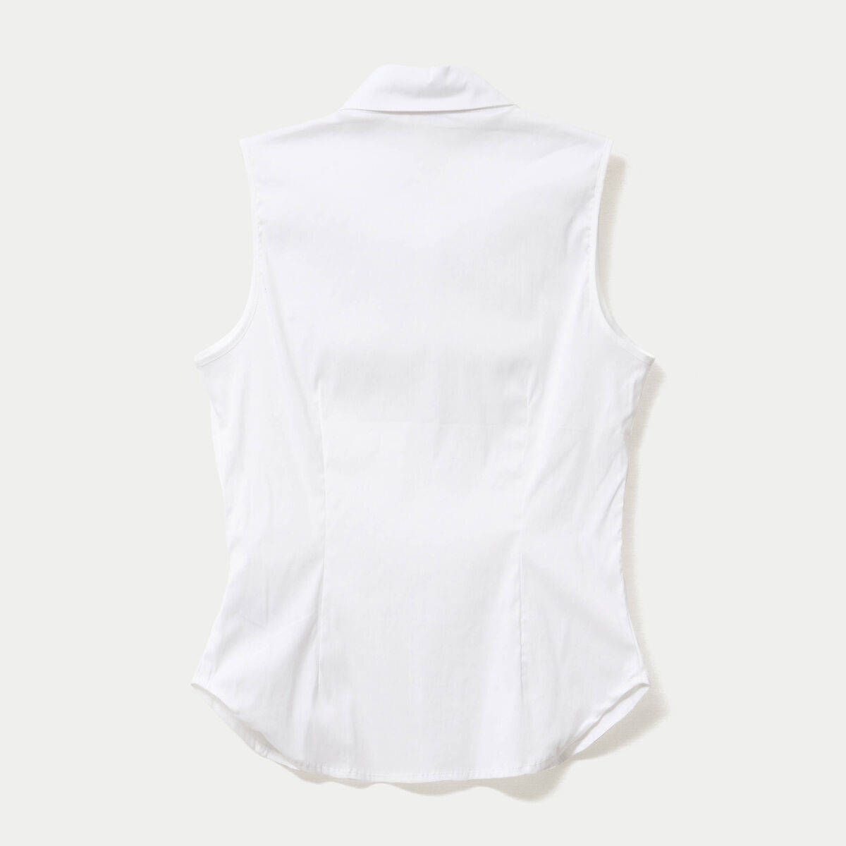 Chemise cintr&eacute;e sans manches ecru femme