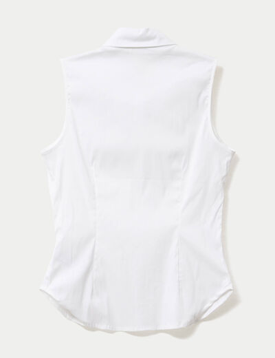 Chemise cintr&eacute;e sans manches ecru femme
