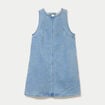 Robe courte droite en jean sans manches bleu femme