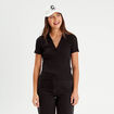 Polo manches courtes côtelé noir femme