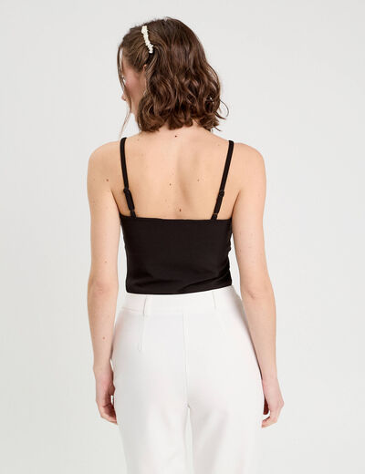 Débardeur détails noeuds noir femme