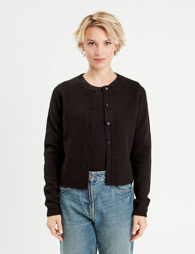 Gilet boutonné manches longues noir femme