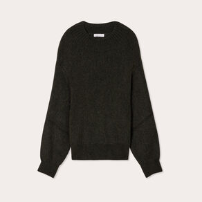 Pull col montant vert kaki femme