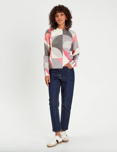 Pull manches longues gris clair femme