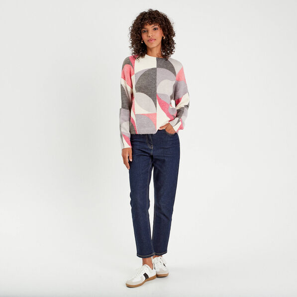 Pull manches longues gris clair femme