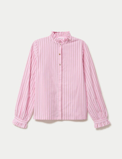 Chemise droite manches longues rose femme