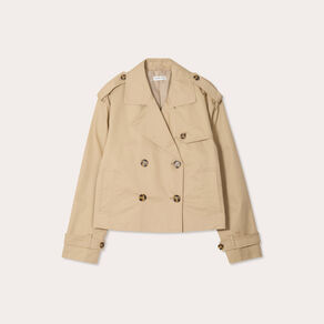 Trench court boutonné sable femme