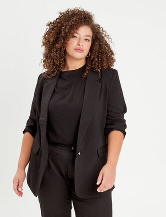 Veste blazer droite fluide noir femme