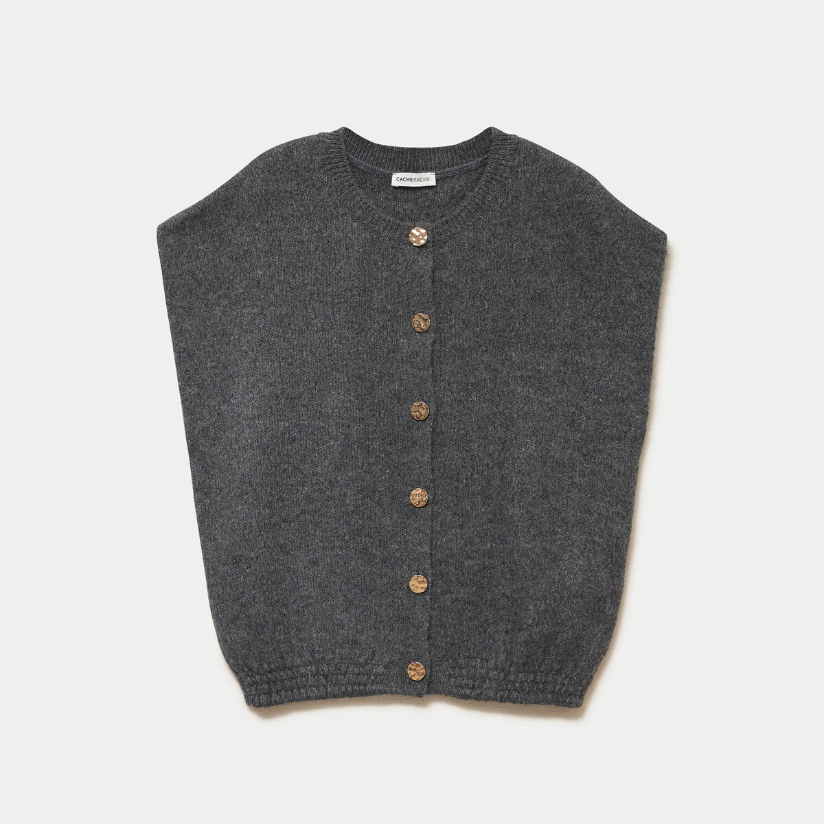 Gilet ample sans manches gris fonc&eacute; femme