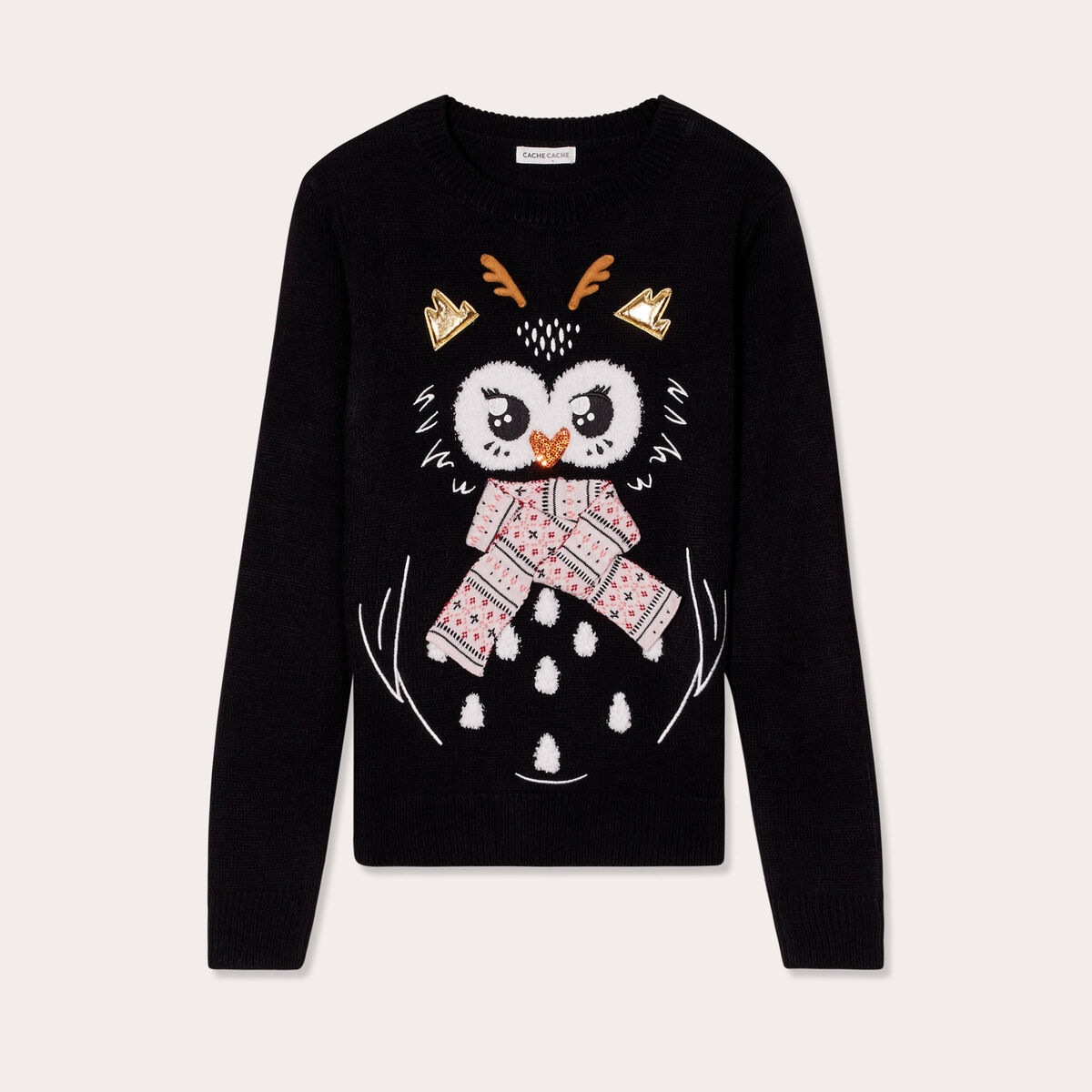 Pull manches longues noir femme