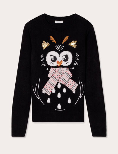 Pull manches longues noir femme
