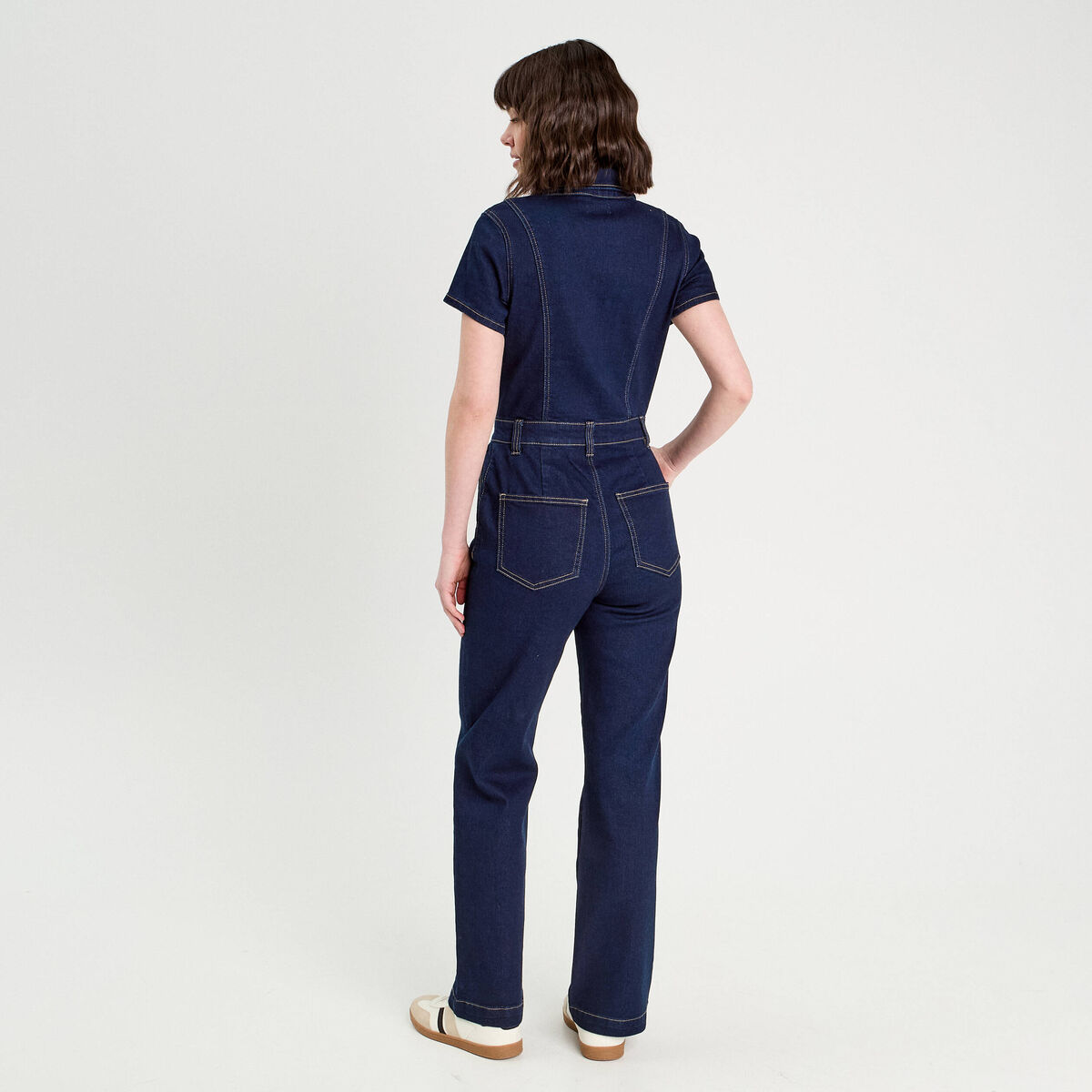 Combinaison pantalon en jean denim brut femme