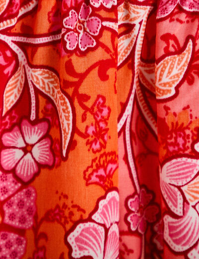 Robe longue &eacute;vas&eacute;e effet satin&eacute;e rouge femme