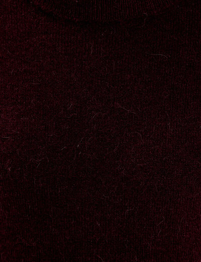 Robe pull col roul&eacute; rouge fonc&eacute; femme