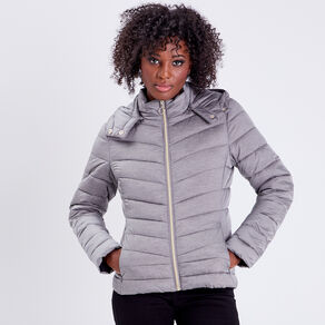 doudoune droite a capuche gris clair femme Doudoune droite à capuche gris clair femme