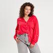 Chemise manches longues contenant du lin rouge femme